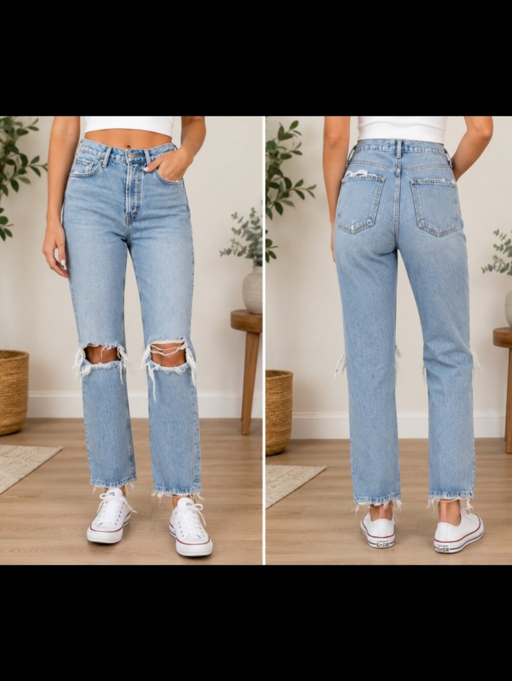 AGOLDE Riley Distressed Straight Leg Jeans Organic Cotton Size 26 - Read